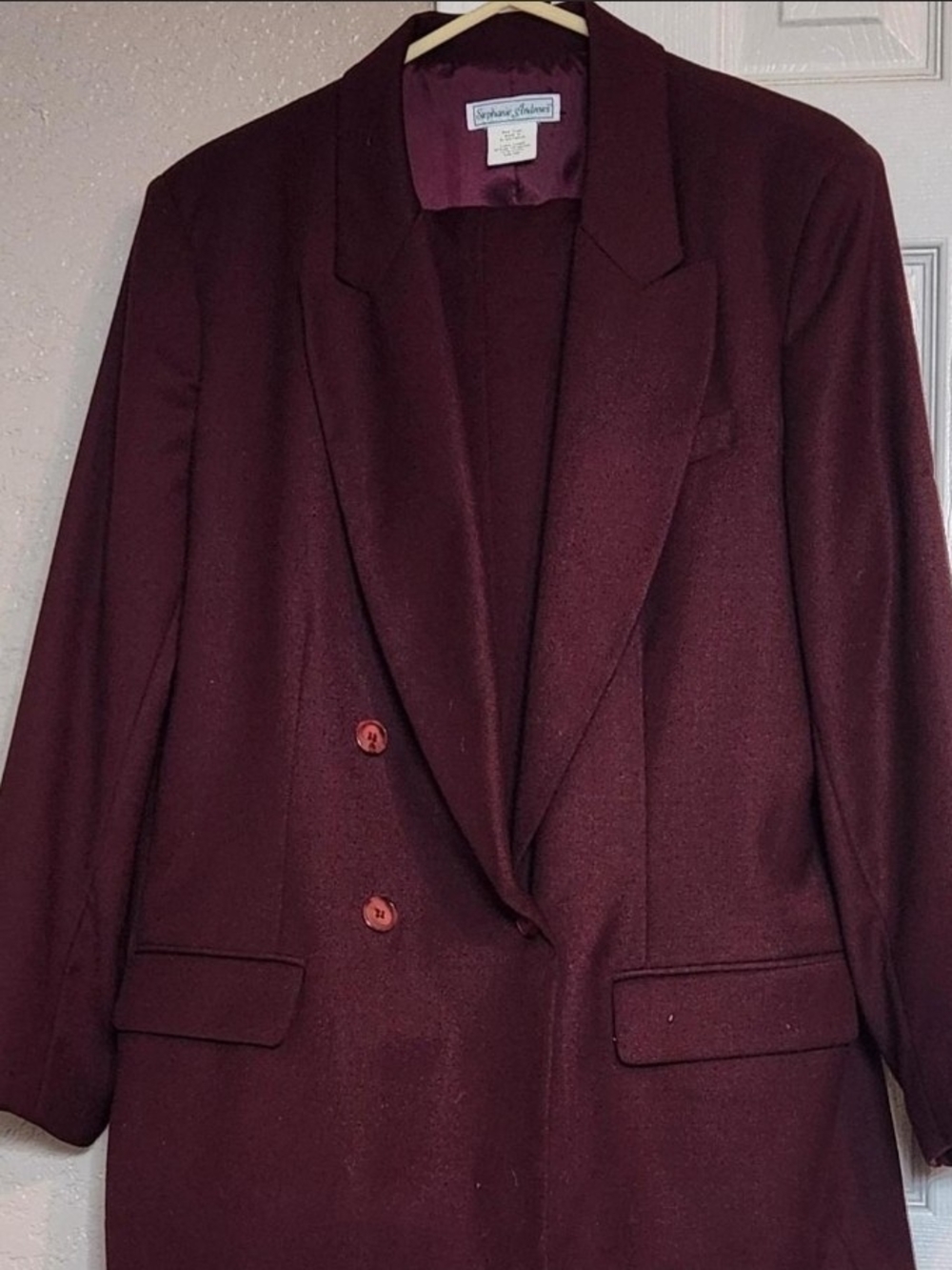 Women's Burgundy Wool Double Breasted Suit